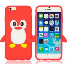 iPhone 6 6s 4.7 - 3D Silicone Penguin Soft Protective Phone Cover Case - Red